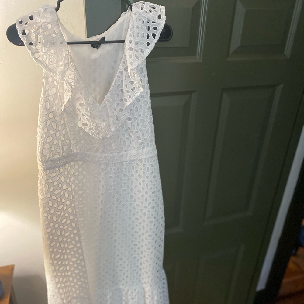 White eyelet midis dress